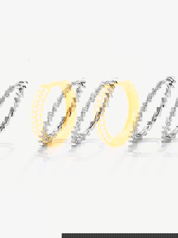 Small Hoop Earrings with Sparkling Pave Stones