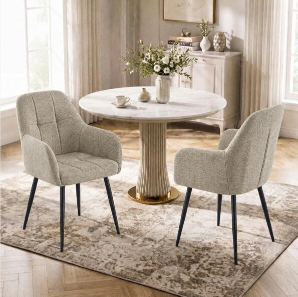 SONARA Modern Dining Chairs Set of 2 with Plush Chenille Upholstery, Ergonomic Curved Back
