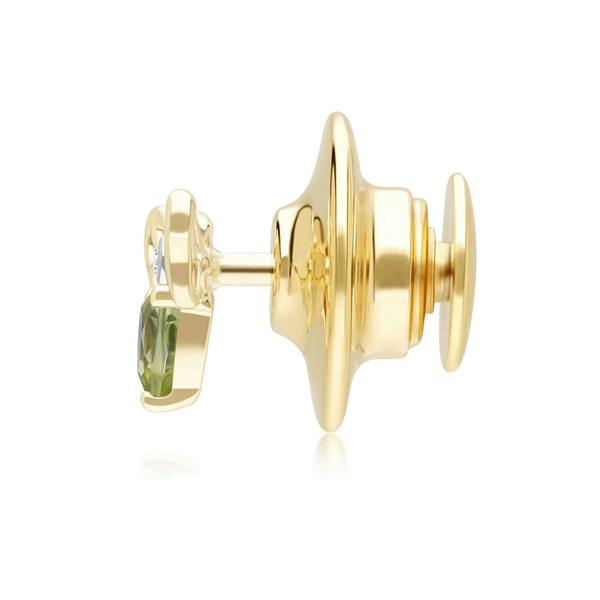 Gemondo Honeycomb Art Nouveau Pear Shape Peridot and Diamond Bee Pin in 9ct Yellow Gold