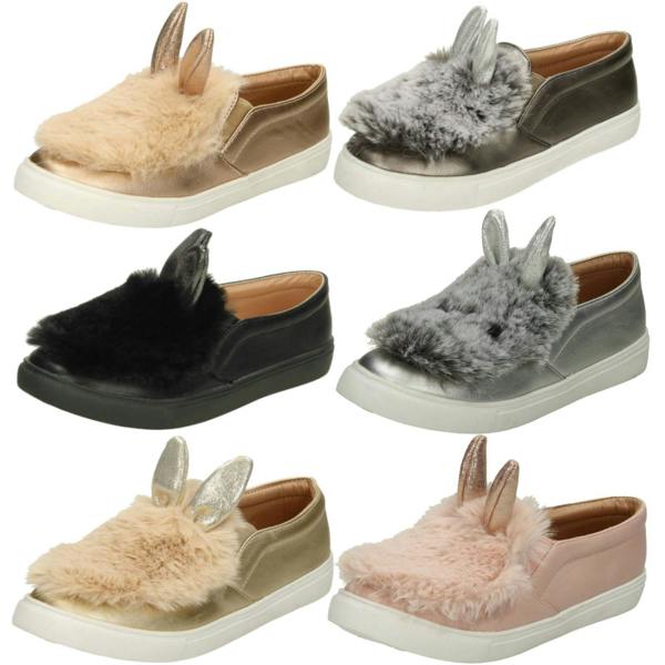 Spot On Girls Spot On Fur & Glitter Bunny Ear Shoes
