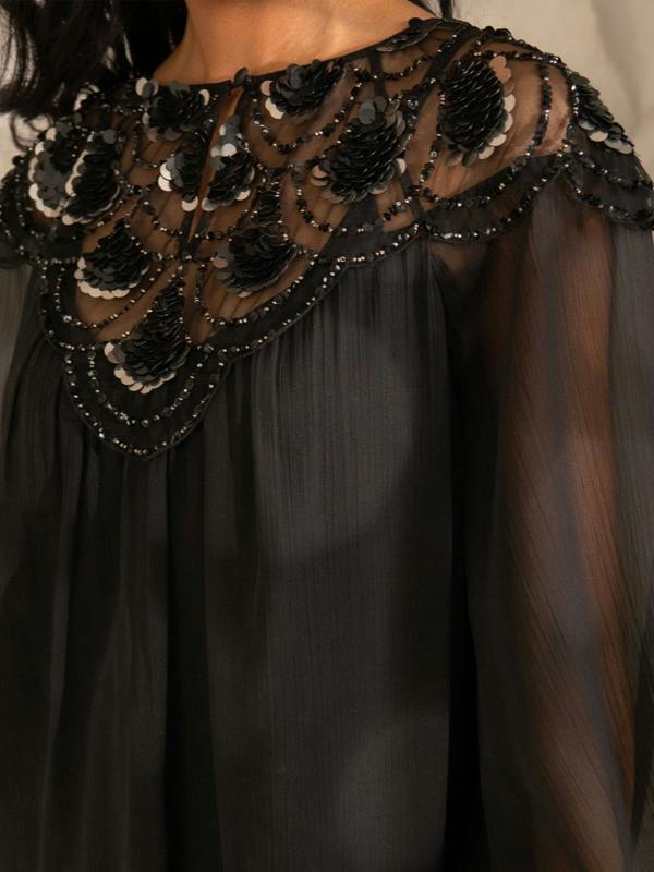 Rose & Nancy Bea Black Sequin Blouse