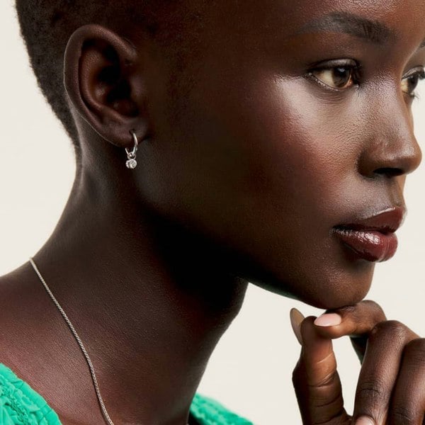 Ted Baker SINALAA Silver Tone Crystal Huggie Earrings TBJ3028-01-02