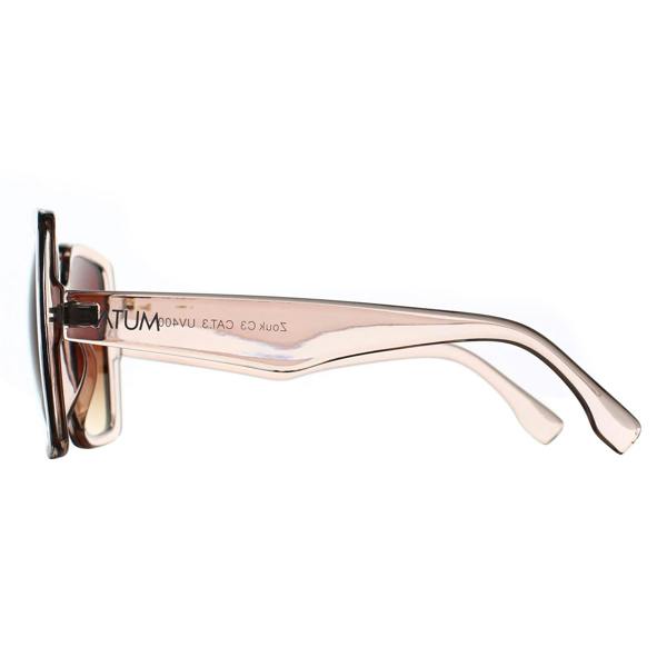 Atum Square Womens Transparent Beige Brown Gradient Zouk Sunglasses