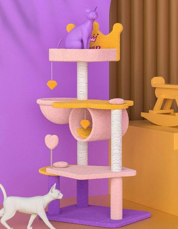 Seb Cat Climber, Cat Tree, Coral Fleece-Weilai concept-Weilai Concept