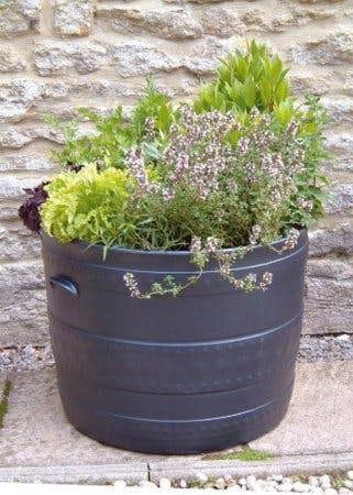 Set of 2 Stewart Plastic Garden Outdoor Smithy 50cm Patio Tub in Black 