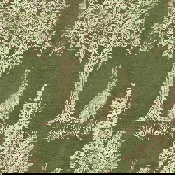 Joules Fox And Hare Wallpaper | Olive Green