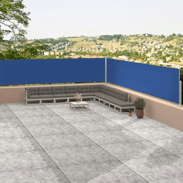 Berkfield Retractable Side Awning Blue 117x1200 cm