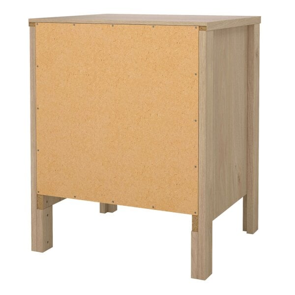 Wyld Haus Wildberry Natural Oak Wood Bedside Table 2 Drawers Leather Handles