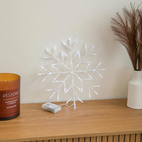 Samuel Alexander 34cm Battery Operated Light up Christmas Snowflake with White LEDs
