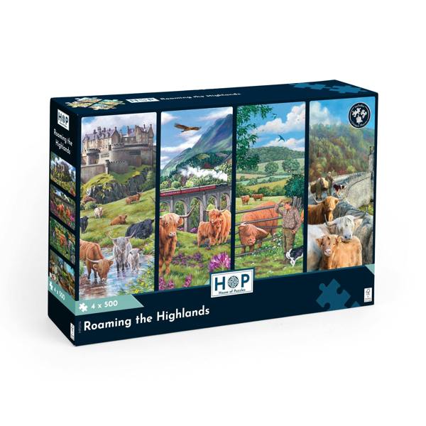 The House of Puzzles Roaming The Highlands - 4 x 500 Piece Jigsaw Puzzles