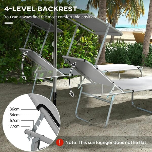 Bobobiy Outdoor Foldable Sun Lounger Set of 2, Light Grey