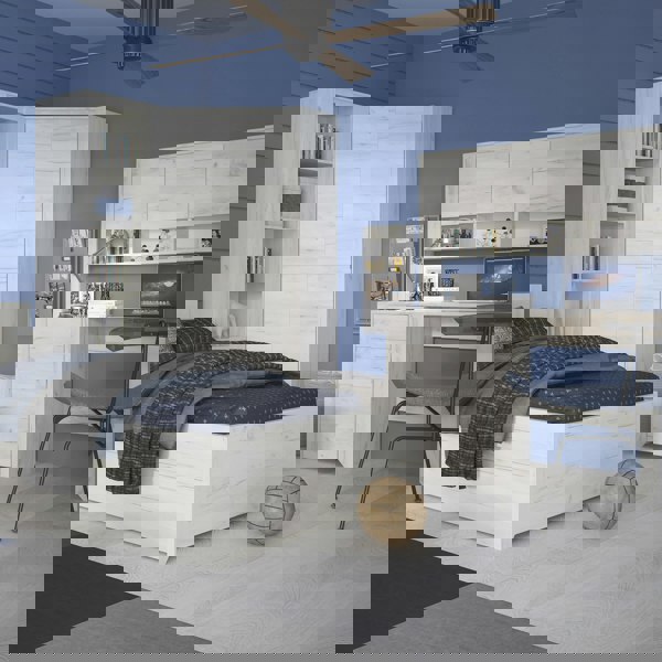 Furniture To Go Angel Corner Fitted Wardrobe in White Craft Oak