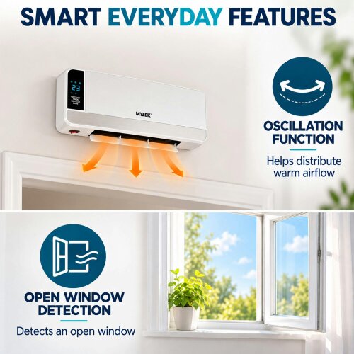 MYLEK Overdoor Heater 2kW Electric Air Curtain with Thermostat & Timer
