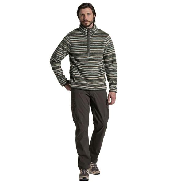 Craghoppers Mens Tatton II Contrast Striped Fleece Top - Woodland Green - 
