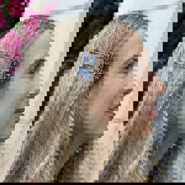 Blue Butterfly Crystal Hair Slides, Butterfly Hair Slides, Blue Hair Slides, Blue Hair Clips, Crystal Hair Slides, Blue Butterfly Hair Slides