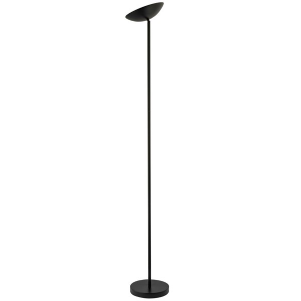 Designer LED Uplighter Metal Floor Lamp in Matte Black with Memory Dimmer Button Image 1