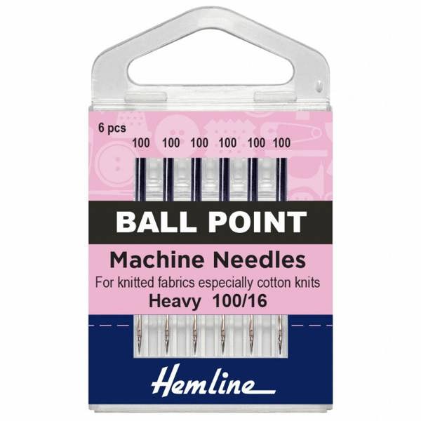 Hemline Ball Point Sewing Machine Needles 100/16 - per pack of 5