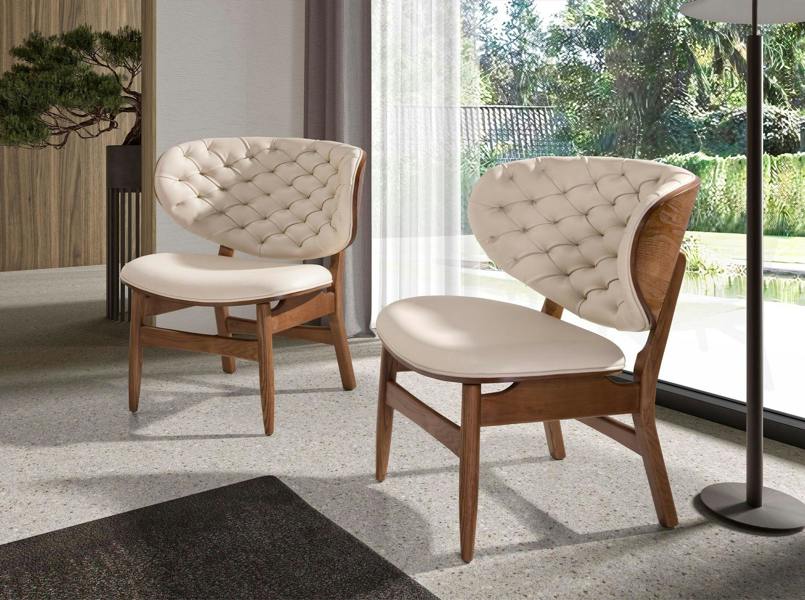 Angel Cerdá Sand and Walnut Leatherette Armchair 5141