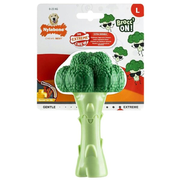 Nylabone Broccoli Dental Chew Dog Toy Large for Extreme Chewers Up To 23kg
