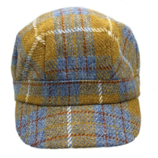Heather Hats & Accessories Harris Tweed Traditional Cadet Cap, Satin Lining, Outdoor Wear, Lichen Mustard