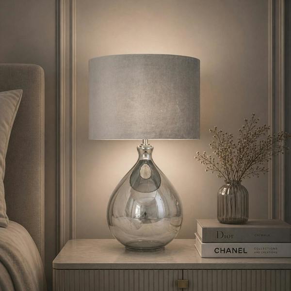 Pagazzi Lighting Cairo Grey & Mirror Glass Table Lamp