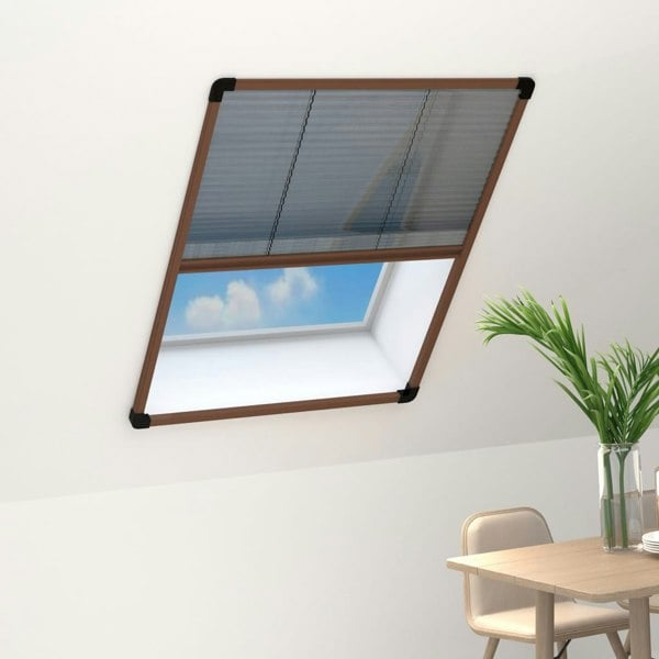Berkfield Plisse Insect Screen for Windows Aluminium Brown 60x80 cm