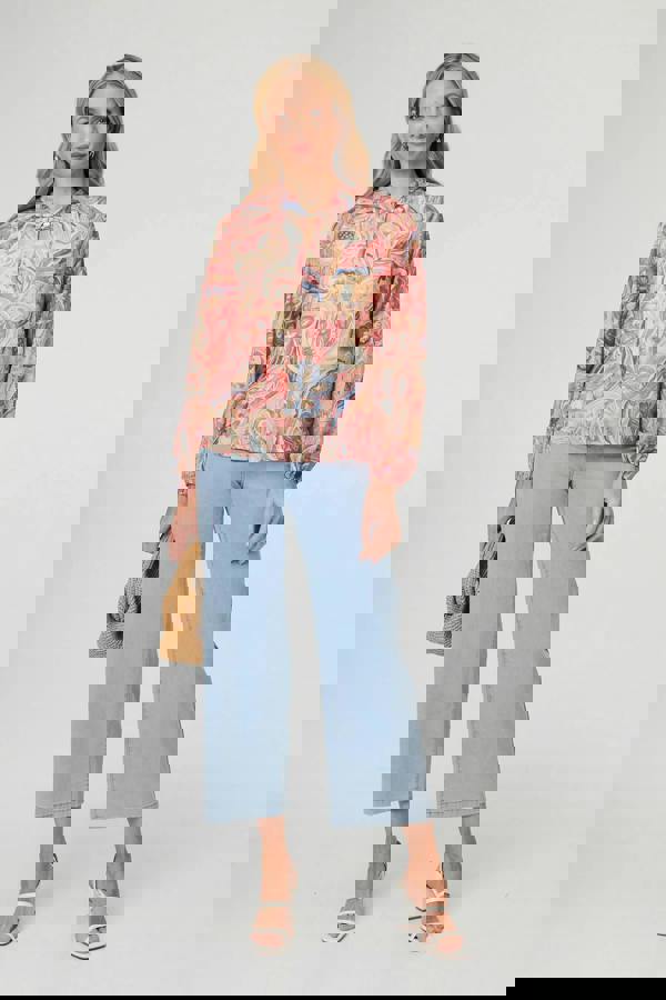 Pink | Abstract Long Sleeve Relaxed Blouse