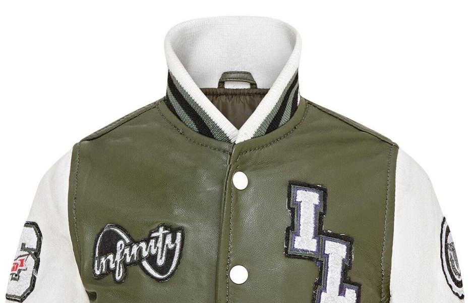 Infinity Leather Kids Letterman Leather Varsity College Bomber Jacket 3-13 yrs
