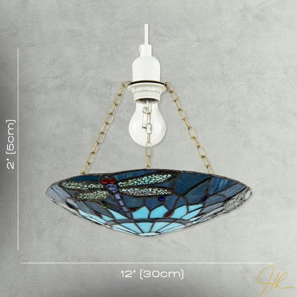 Midnight and Sky Blue Dragonfly Tiffany Glass Easy Fit Pendant Shade Image 7