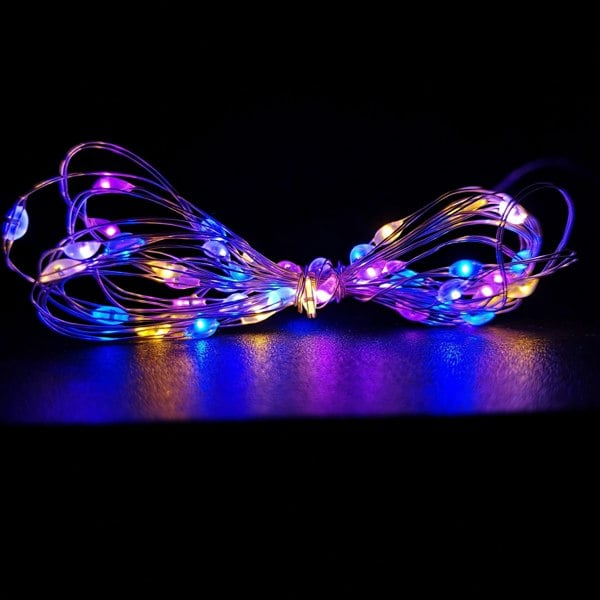 Samuel Alexander 50 LED 2.5m Premier MicroBrights Indoor Outdoor Christmas Multi Function Battery Operated Lights with Timer on Pin Wire in Rainbow