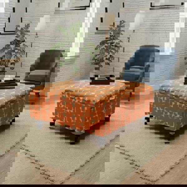 Artisan Crafted ottoman Square Pouffe with Wooden Legs – Refined Storage & Versatile Living - ISTOOLS