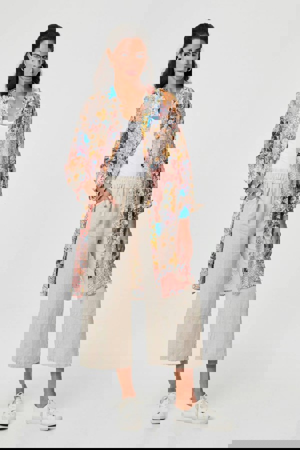 Pink | Floral Long Sleeve Longline Tunic Shirt
