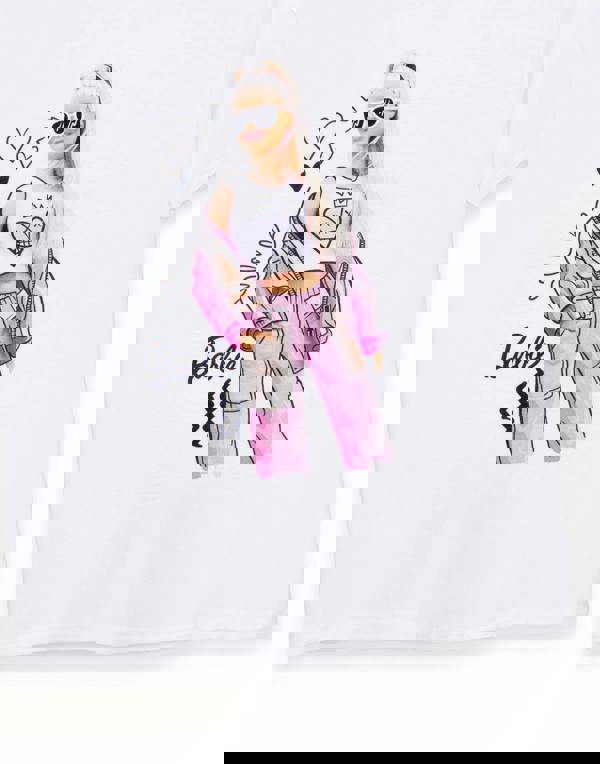 Barbie Girls White Doodle Pose Short Sleeved T-Shirt