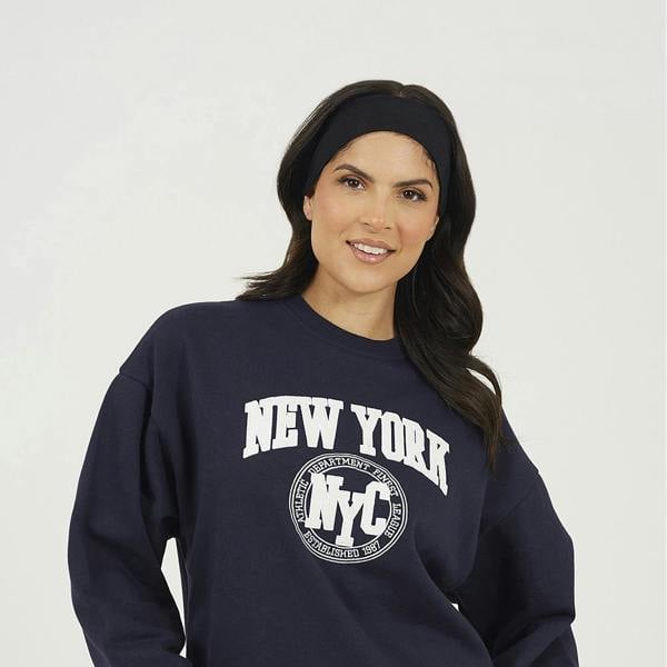 Brave Soul Navy Crew Neck Embroidered Sweatshirt - Navy Image 1