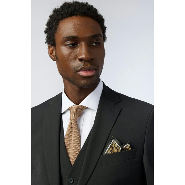 Alexandre Silver Alexandre Tailored Fit Black Wool Blend Stretch Jacket