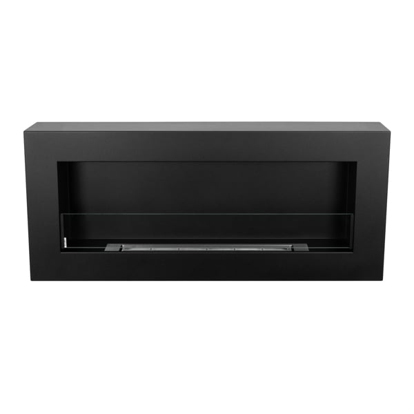 BIOFireplacesGMT Biofireplace Modern Wall Mounted Fireplace 900x400 Black Structural Matt with Glass