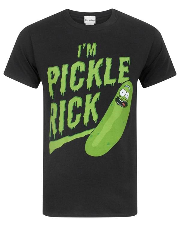 Rick And Morty Mens Black I'M Pickle Rick Slogan Graphic Short Sleeved T-Shirt
