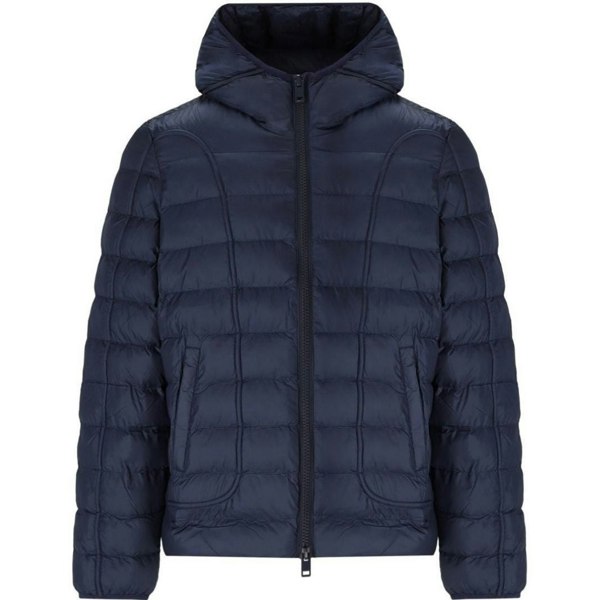 Diesel Plain Navy Blue Padded Hooded Jacket S