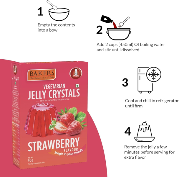 Bakers Starwberry Jelly Crystals Instant Premix Dessert - 100g