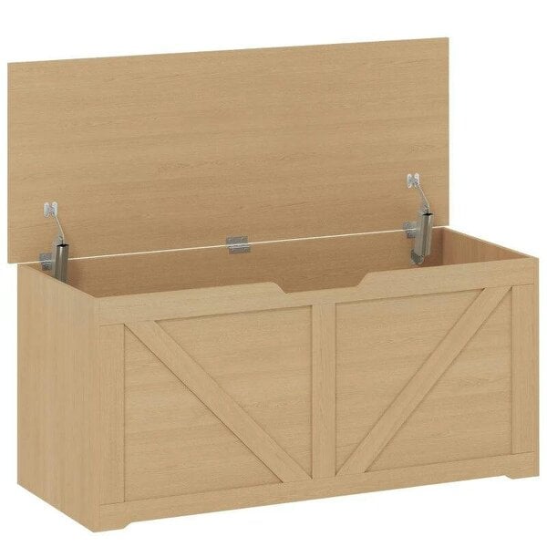 127L Home Storage Box, with Safety Hinges - Nature Wood Finish