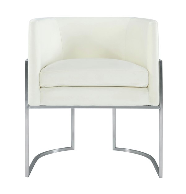 Furniture Edit Giselle Cream Velvet Dining Chair Silver Leg