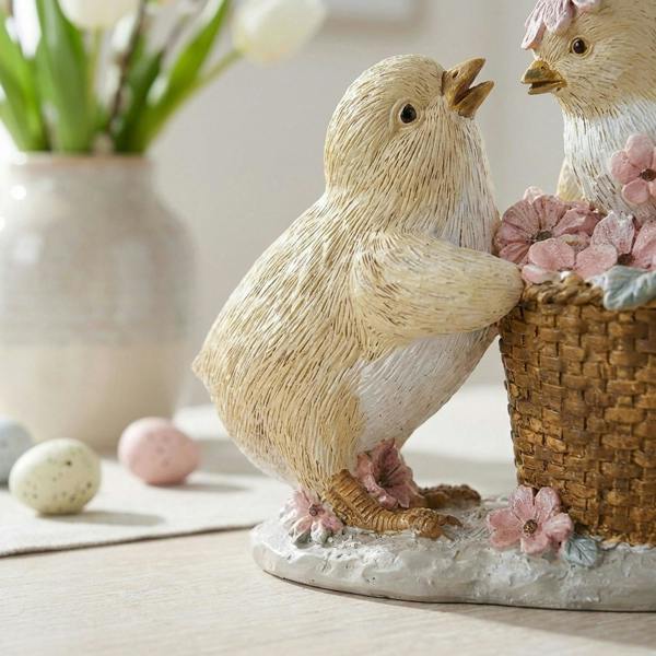Garden Greatness Resin Pink Flower Chicks Ornament