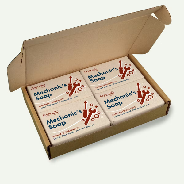 Friendly Soap - Mechanic's Soap - Lemon, Patchouli & Volcanic Pumice - 4 X 95g