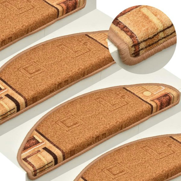 Berkfield Self-adhesive Stair Mats 15 pcs Beige 65x21x4 cm