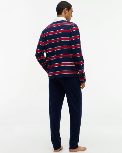 Tommy Hilfiger Long Rugby Mens Pyjama Set - RWB Stripe/Carbon Navy