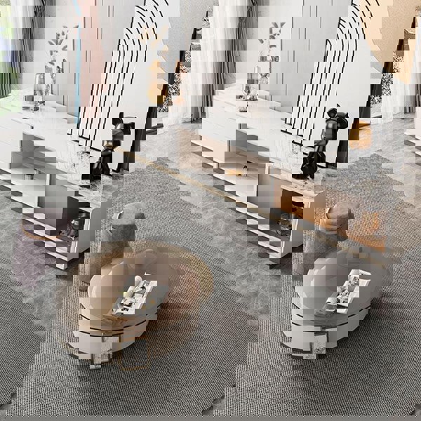 Sogo Round Coffee Table, Rotatable With TV Stand-Weilai Concept-Weilai Concept