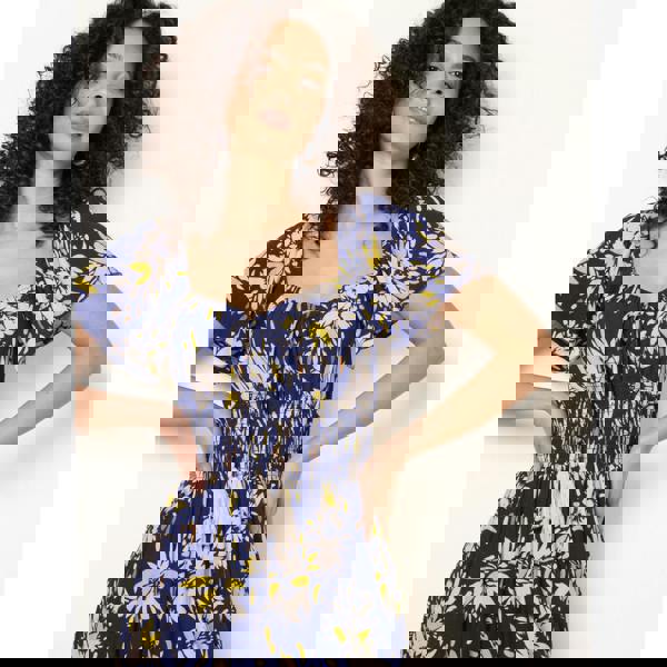 Blue Vanilla Shirred Waist Wide Leg Jumpsuit