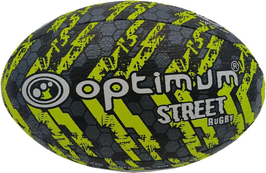 Street Rugby Ball Size 5 – Black/Yellow, Durable, High Visibility - Optimum