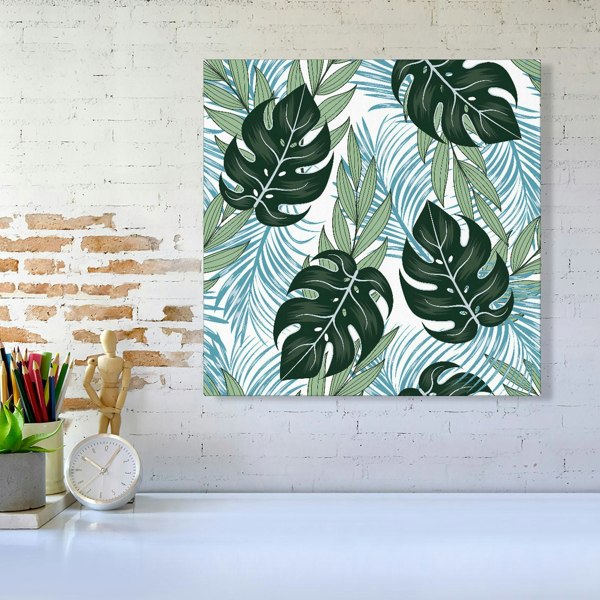 Warren Reed Tropical Pattern With Bright Plants And Flowers Canvas