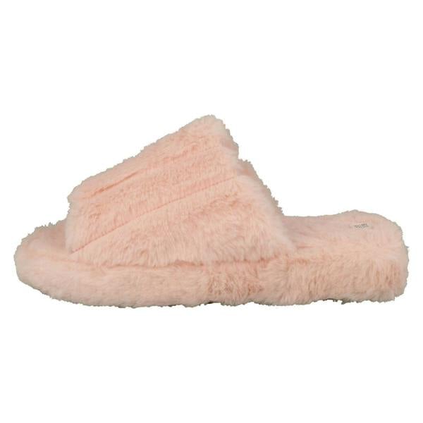 Spot On Ladies Spot On Faux Fur Stripe Detailed Sliders X2119
